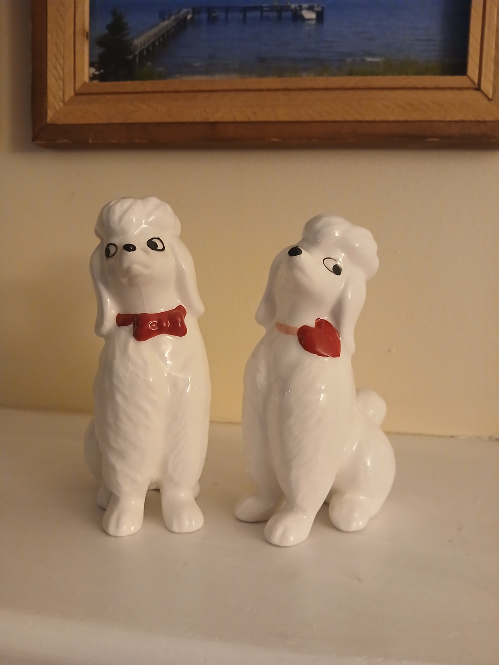 Retro Mid Century Style Ceramic Poodle Figurine Pair